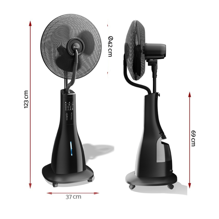 Afmetingen ventilator met mist