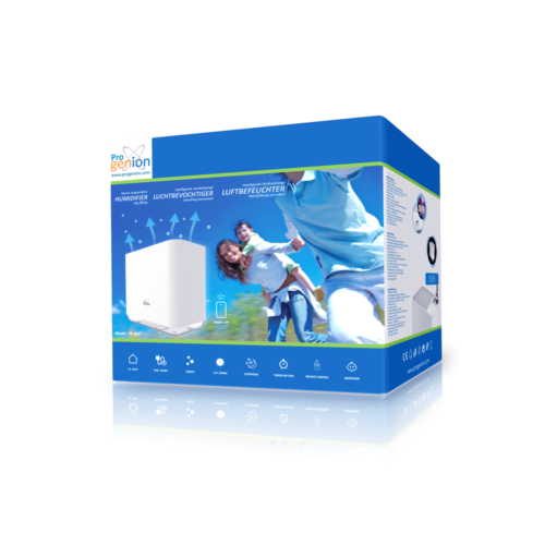 Verpakking van Progenion PR-860 – Verdampende Luchtbevochtiger met LED UV-C, Ionisatie Wit