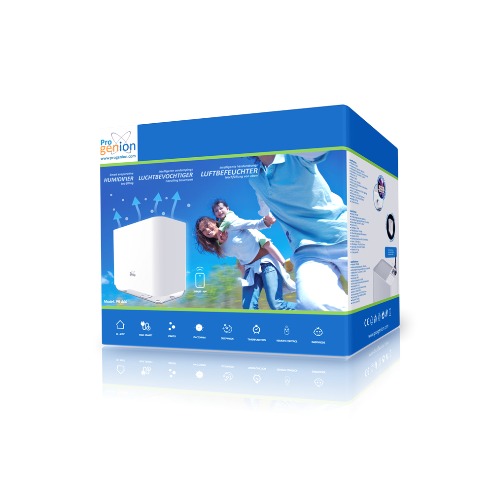 Progenion PR-860 – Verdampende Luchtbevochtiger met LED UV-C, Ionisatie Wit