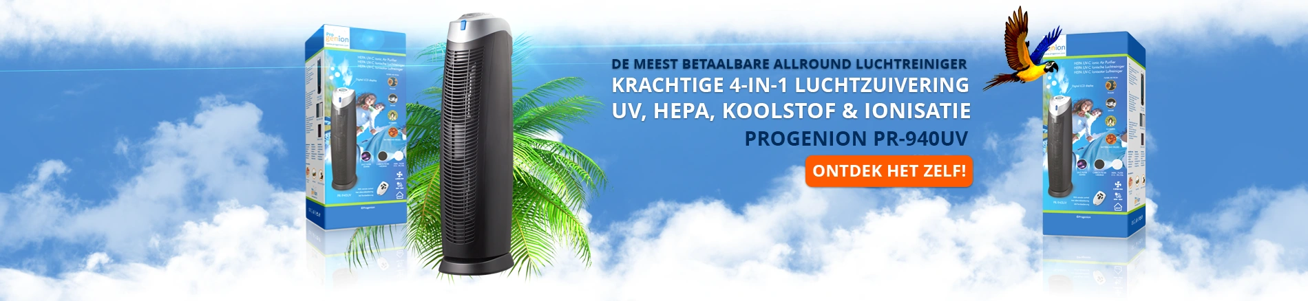 Progenion Luchtreiniger met HEPA voor allround gebruik.