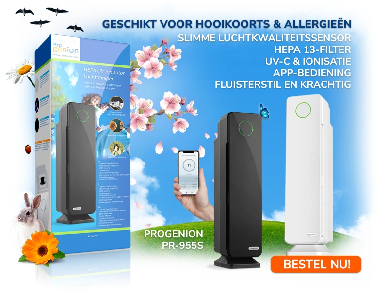 PR-955S-UV Luchtreiniger geschikt voor hooikoorts en allergie. Bestel Nu!