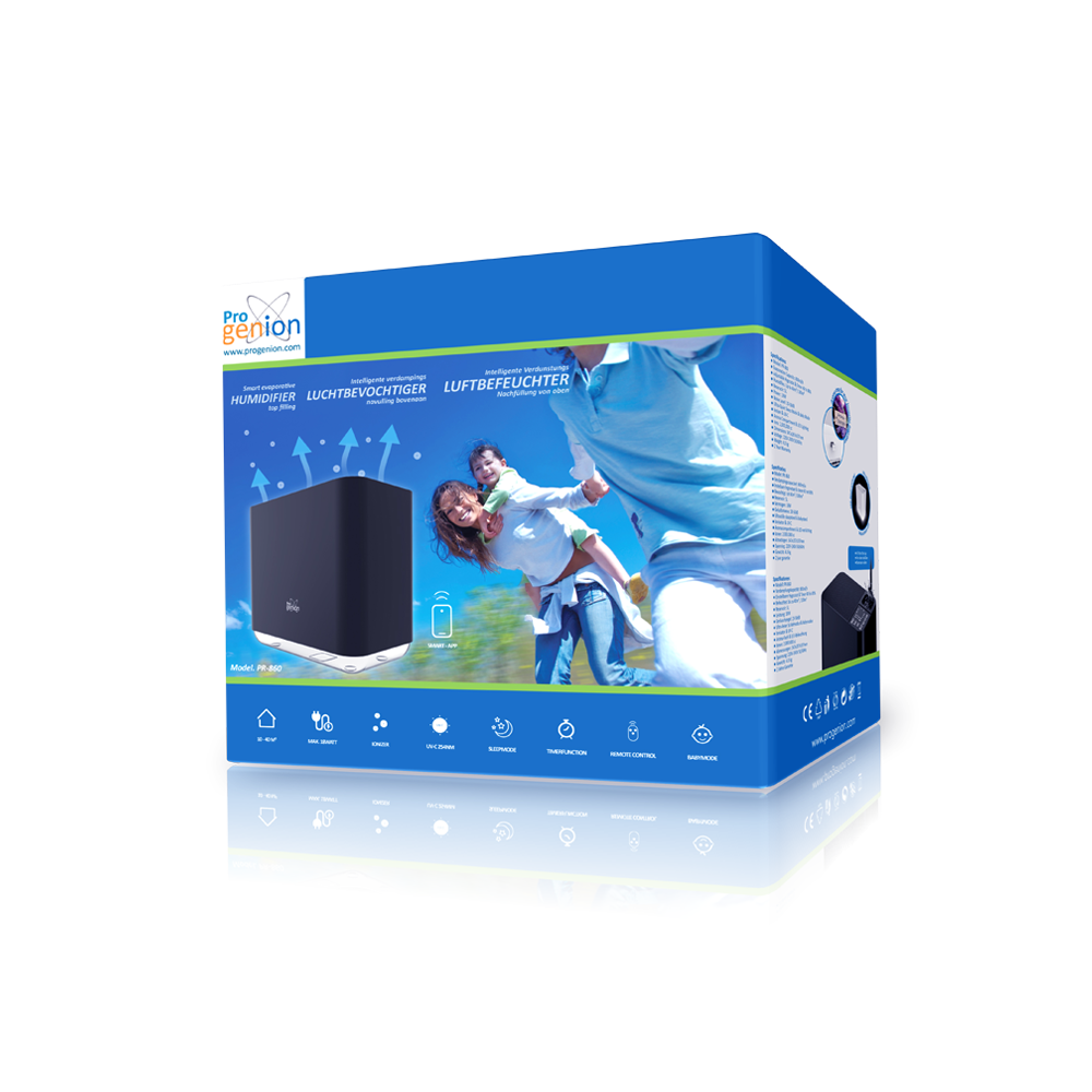 Progenion PR-860 – Verdampende Luchtbevochtiger met LED UV-C, Ionisatie Zwart